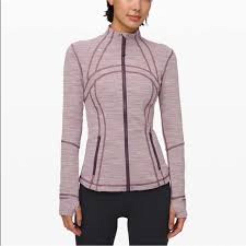 Lululemon Athletica Define purple white full zip dust pink trim jacket size 12
